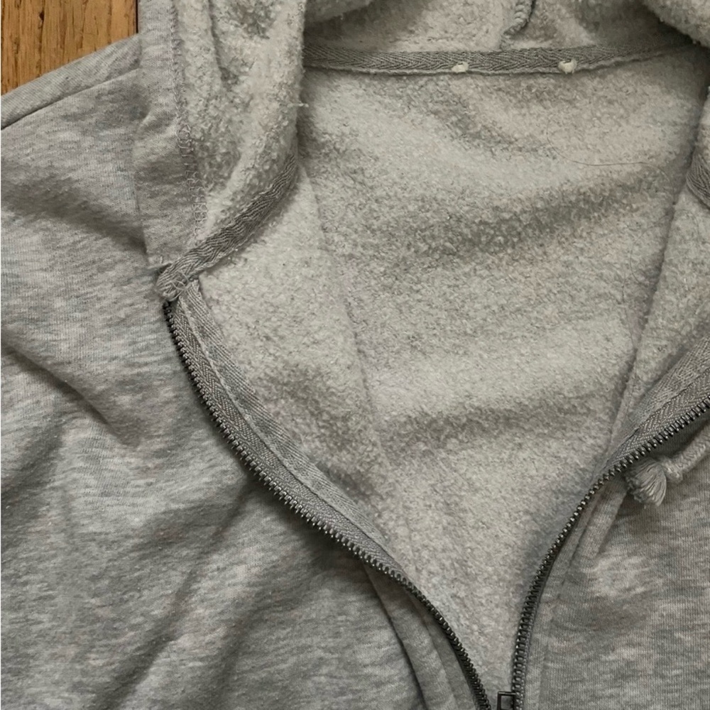 Vintage Cropped grey zip up hoodie sweatshirt - Picture 5 of 5